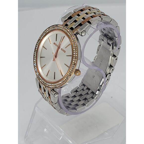 Michael Kors Darci Tri-Tone Steel Crystal Silver Dial Ladies Quartz Watch MK3203 - Picture 3 of 9